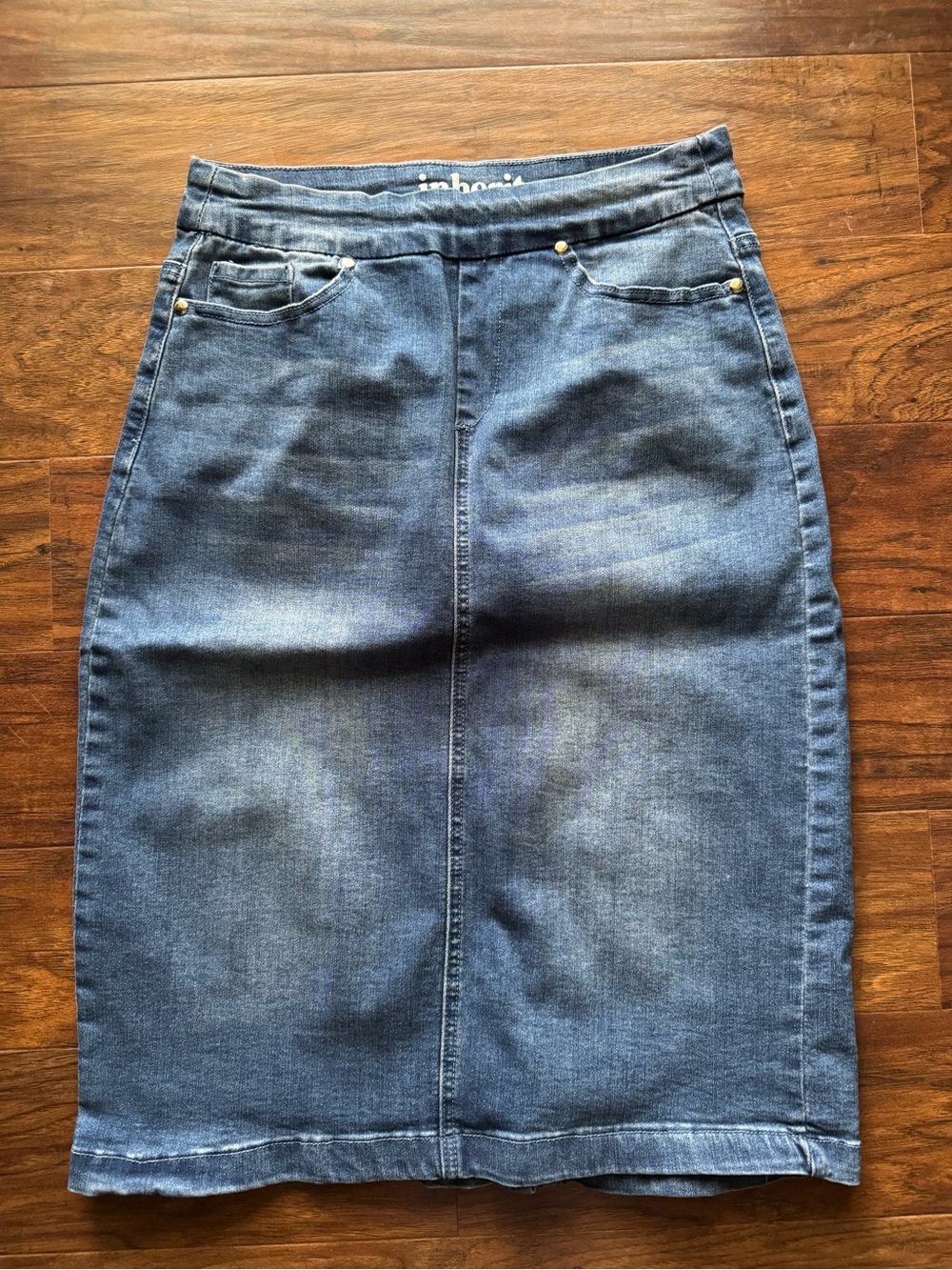 Stretch Denim Pencil Skirt - Blue